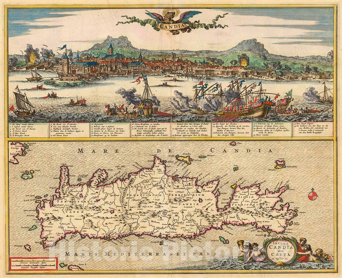 Historic Map : Insula Candia, olim Creta, 1690, Vintage Wall Decor