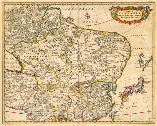 Historic Map : Magnae Tartariae, Magni Mogolis Imperii, Japoniae et Chinae, 1690, Vintage Wall Decor