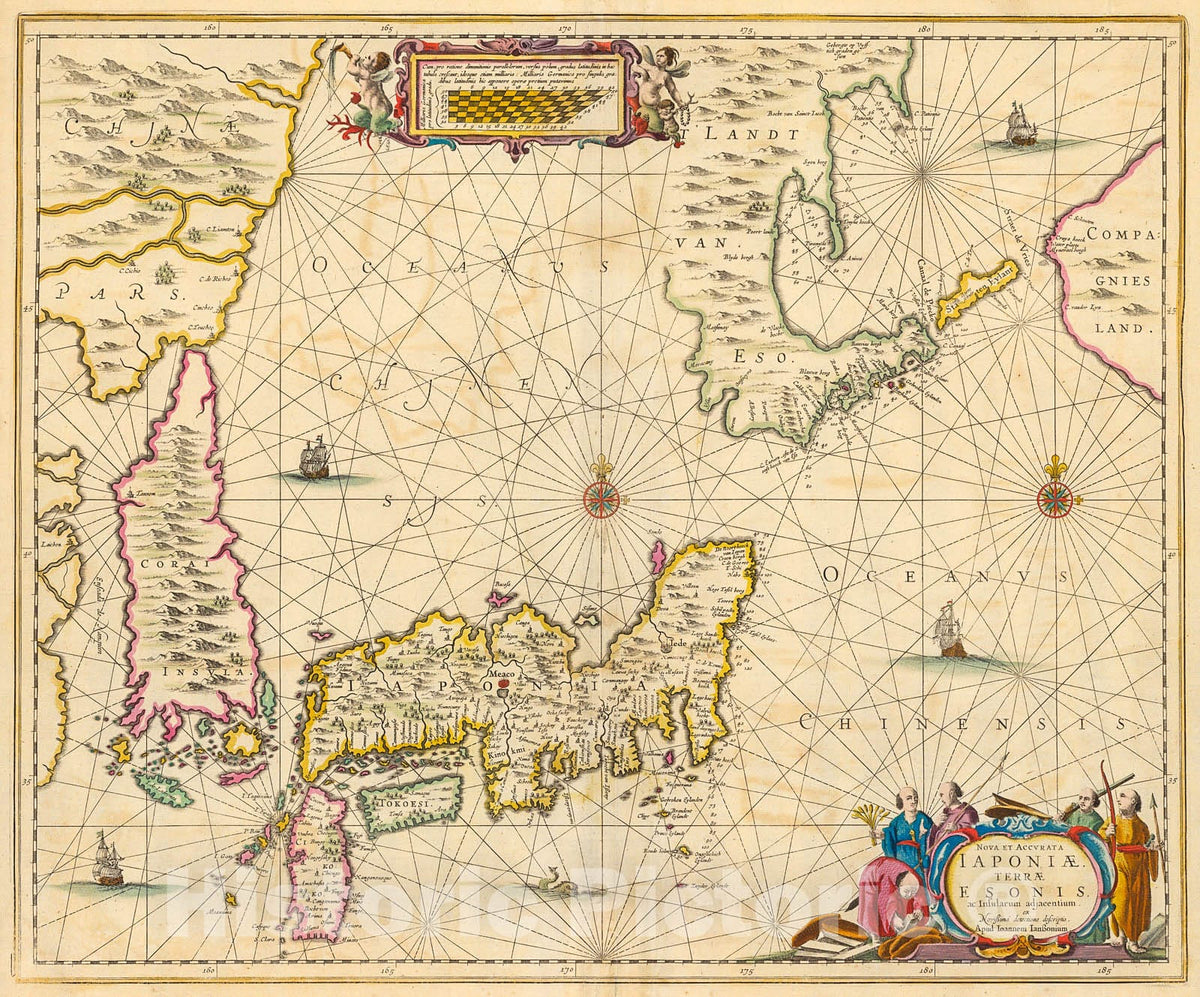 Historic Map : Nova et accurata Iaponiae Terrae Esonis, 1690, Vintage Wall Decor