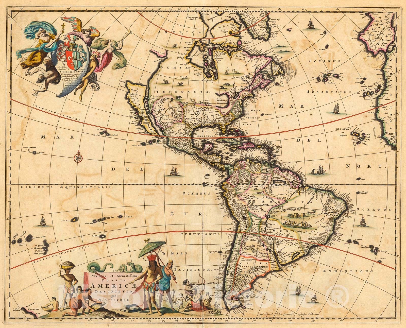 Historic Map : Novissima et accuratissima totius Americae, 1690, Vintage Wall Decor