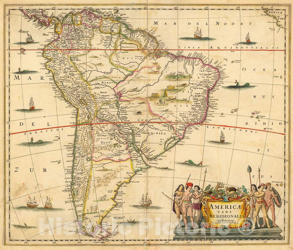 Historic Map : Americae Pars Meridionalis, 1690, Vintage Wall Decor