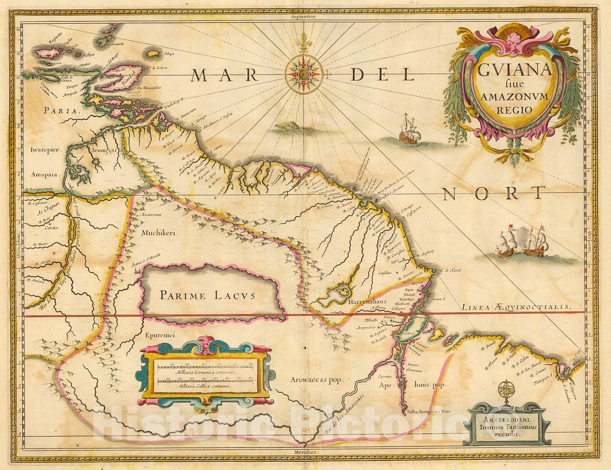 Historic Map : Guiana siue Amazonum regio, 1690, Vintage Wall Decor