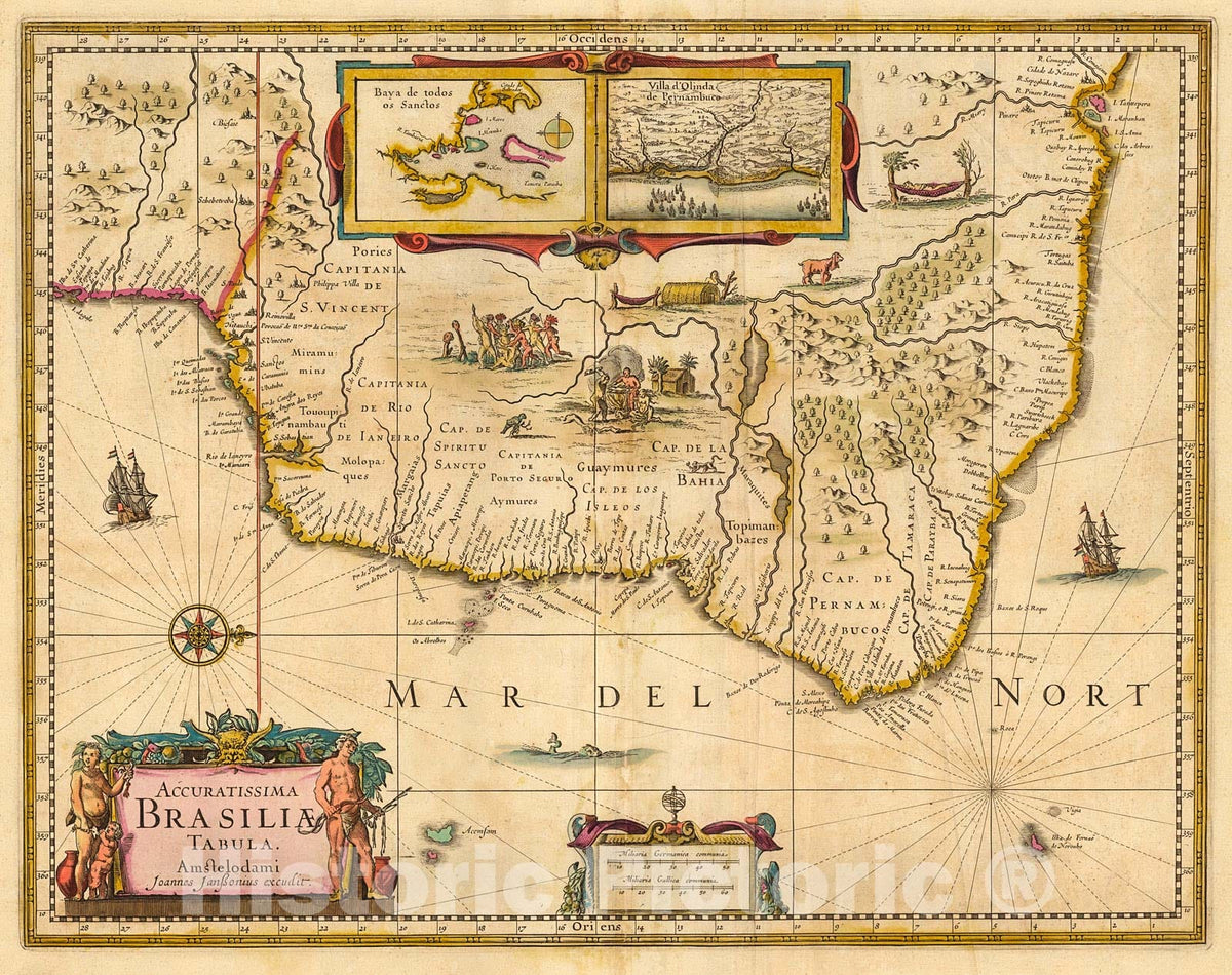 Historic Map : Accuratissima Brasiliae tabula, 1690, Vintage Wall Decor