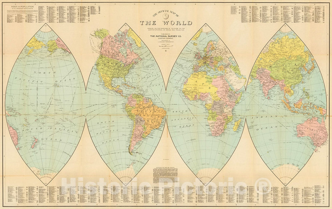 Historic Map : The Official map of the world, 1919, Vintage Wall Decor
