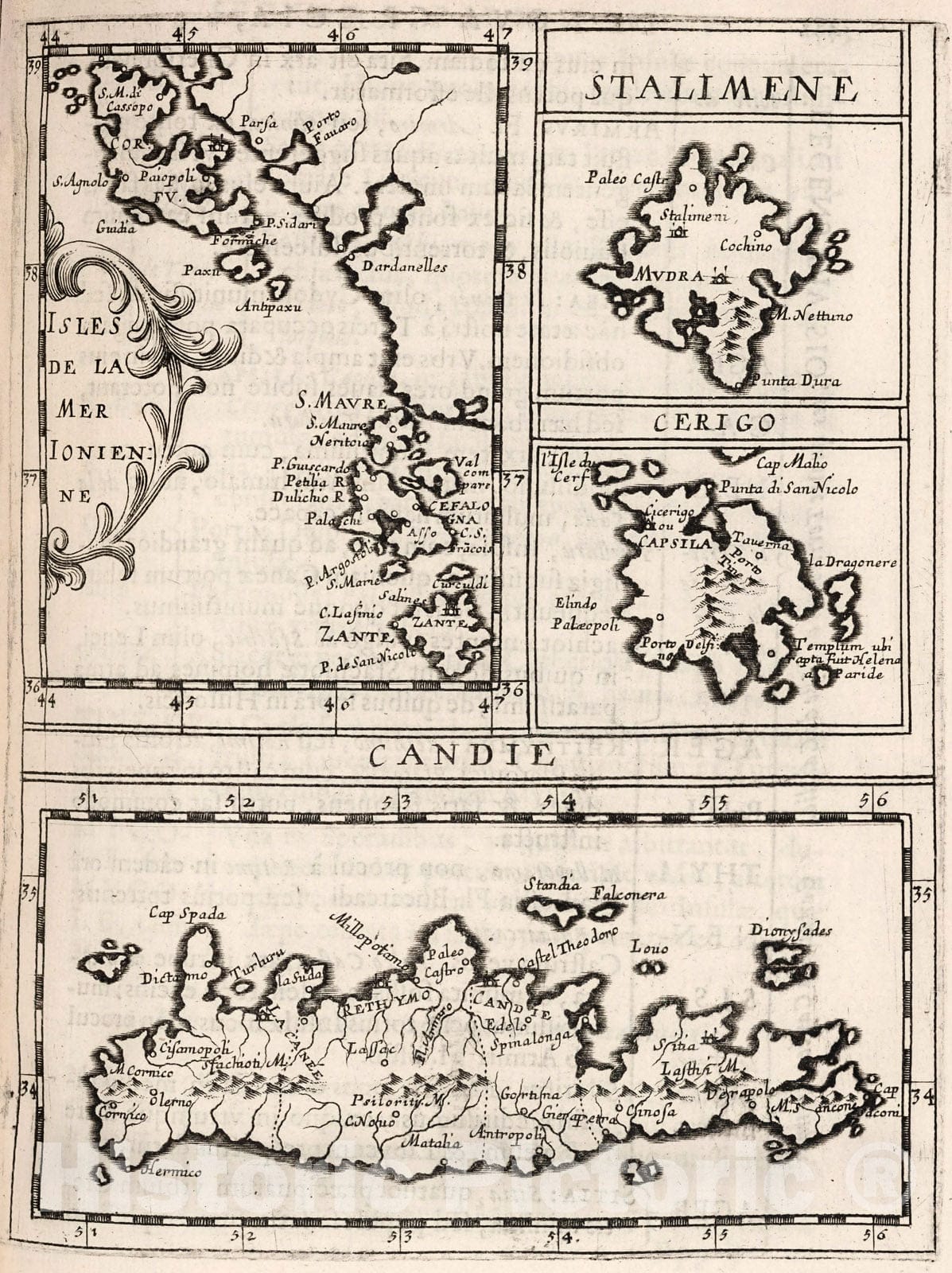 Historic Map : Isles de la Mer Ionienne. Stalimene. Cerigo. Candie., 1649, Vintage Wall Decor