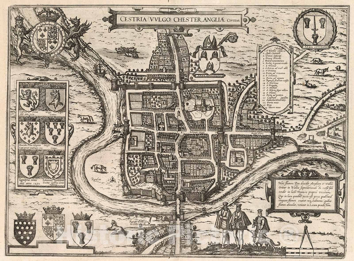 Historic Map : Vol III (3) Cestria, vulgo Chester, Angliae Civitas., 1640, Vintage Wall Decor