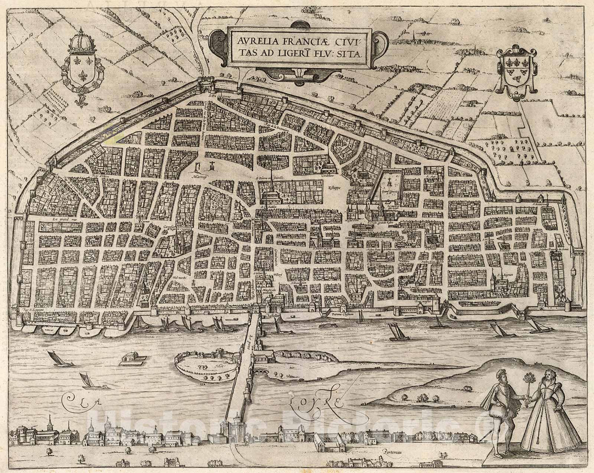 Historic Map : Vol III (6) Aurelia Franciae Civitas (Orleans)., 1640, Vintage Wall Decor