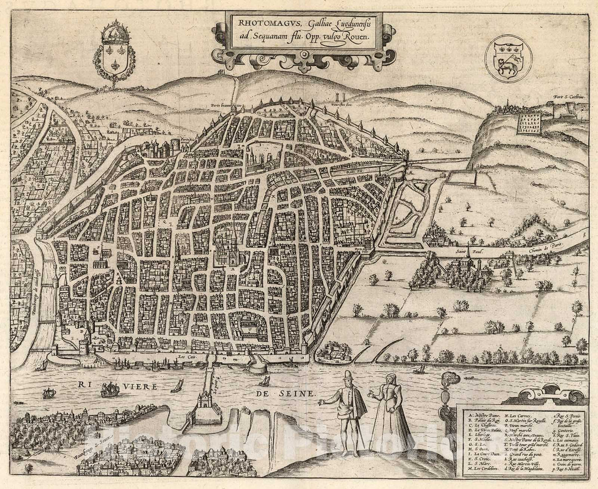 Historic Map : Vol III (7) Rotomaggus Galliae... vulgo Rouen., 1640, Vintage Wall Decor