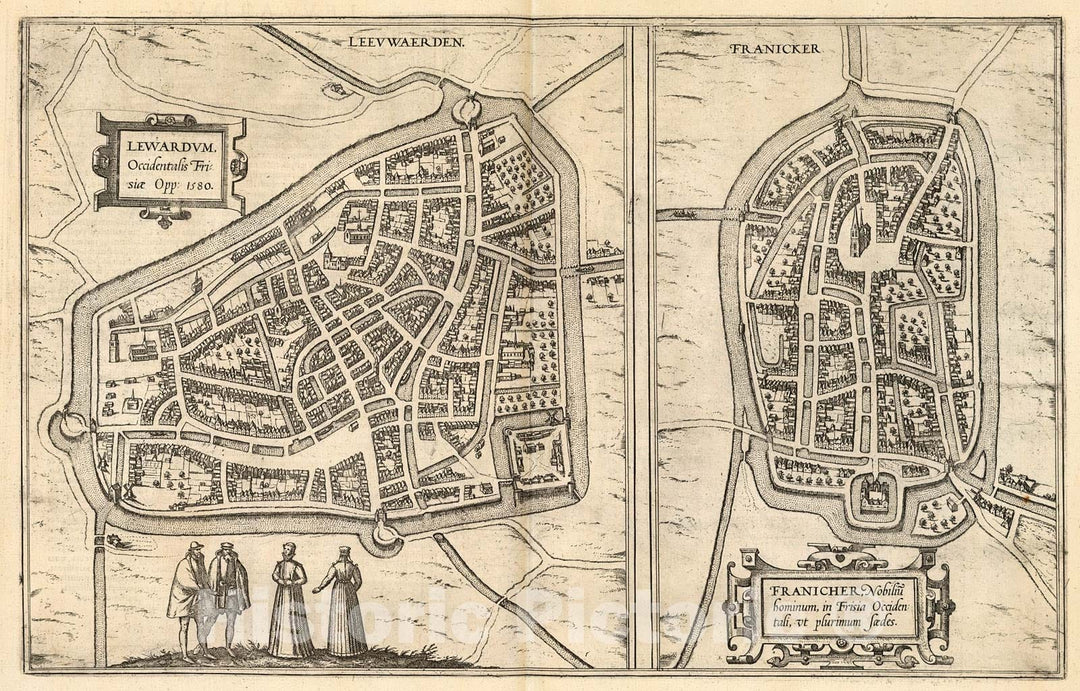 Historic Map : Vol III (36) Leevwaerden (Leeuwarden). Franicker (Franeker)., 1640, Vintage Wall Decor