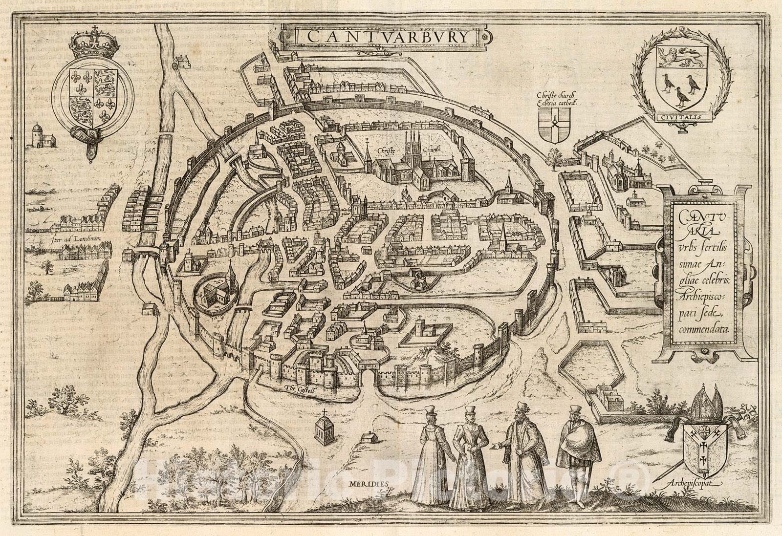 Historic Map : Vol IV (1) Cantuarbury (Canterbury)., 1640, Vintage Wall Decor