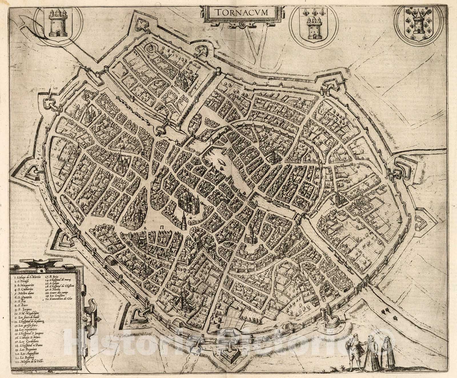 Historic Map : Vol IV (9) Tornacum (Tournai)., 1640, Vintage Wall Decor