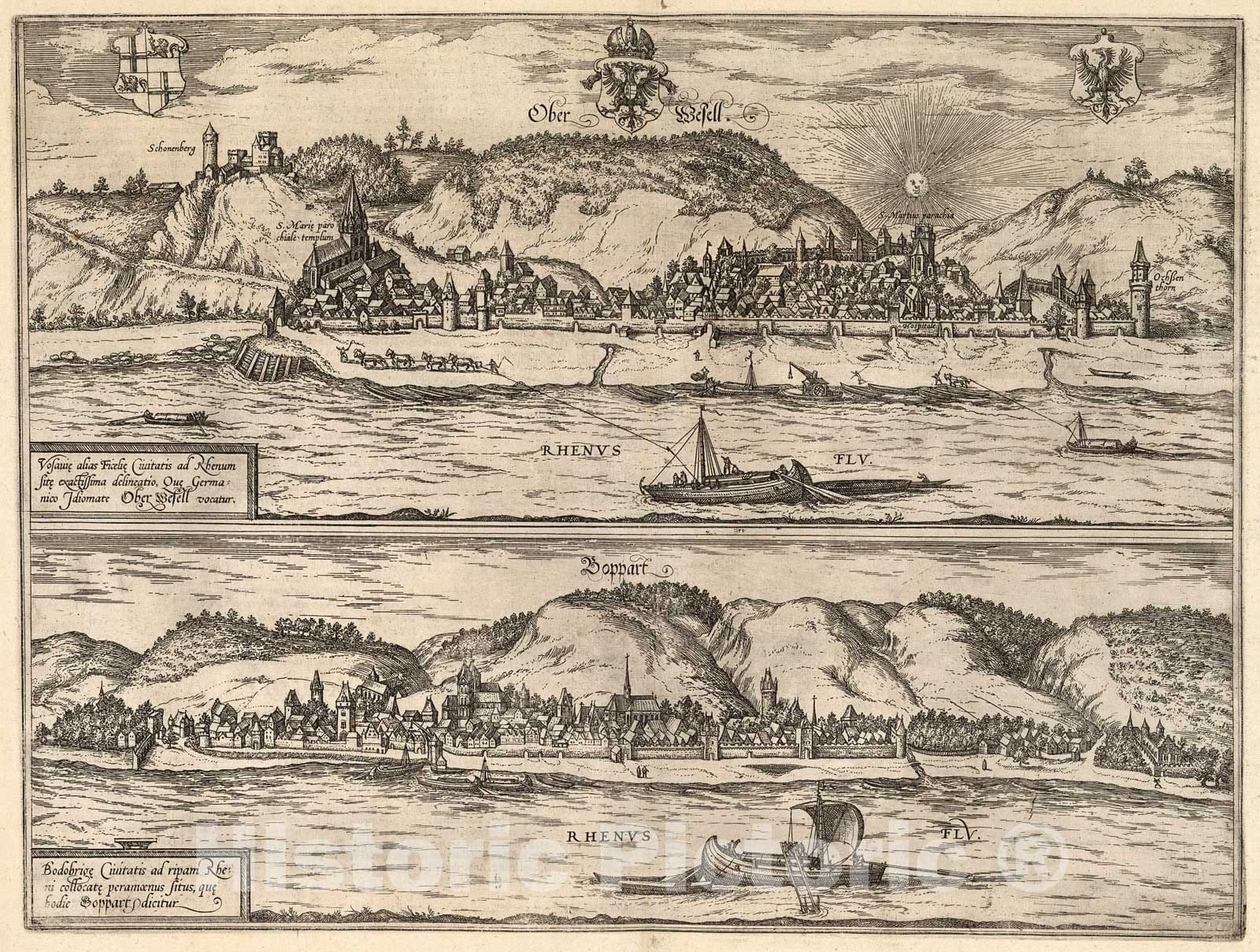 Historic Map : Vol IV (24) Ober Wesell (Oberwesel). Boppart (Boppard)., 1640, Vintage Wall Decor