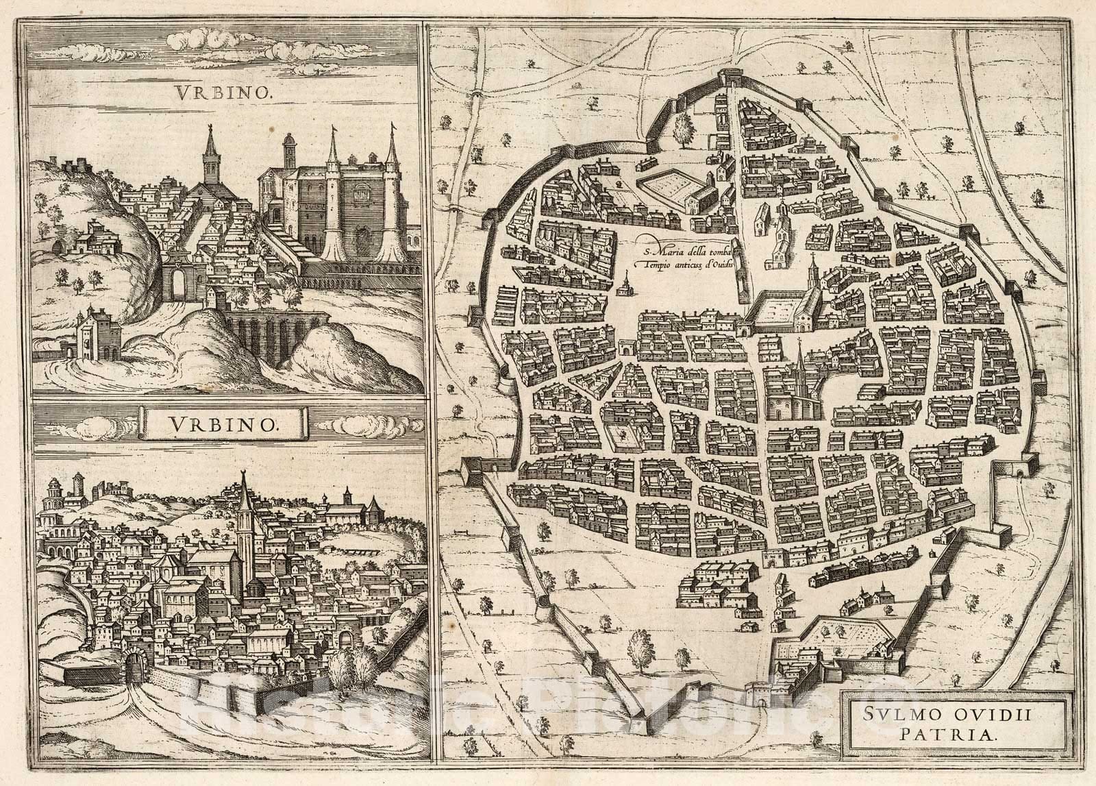 Historic Map : Vol IV (52) Urbino. Sulmo (Sulmona)., 1640, Vintage Wall Decor