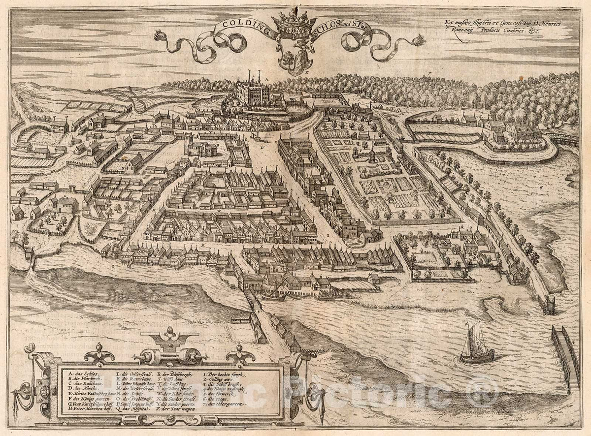 Historic Map : Vol V (32) Colding Schlos und Stat (Kolding)., 1640, Vintage Wall Decor