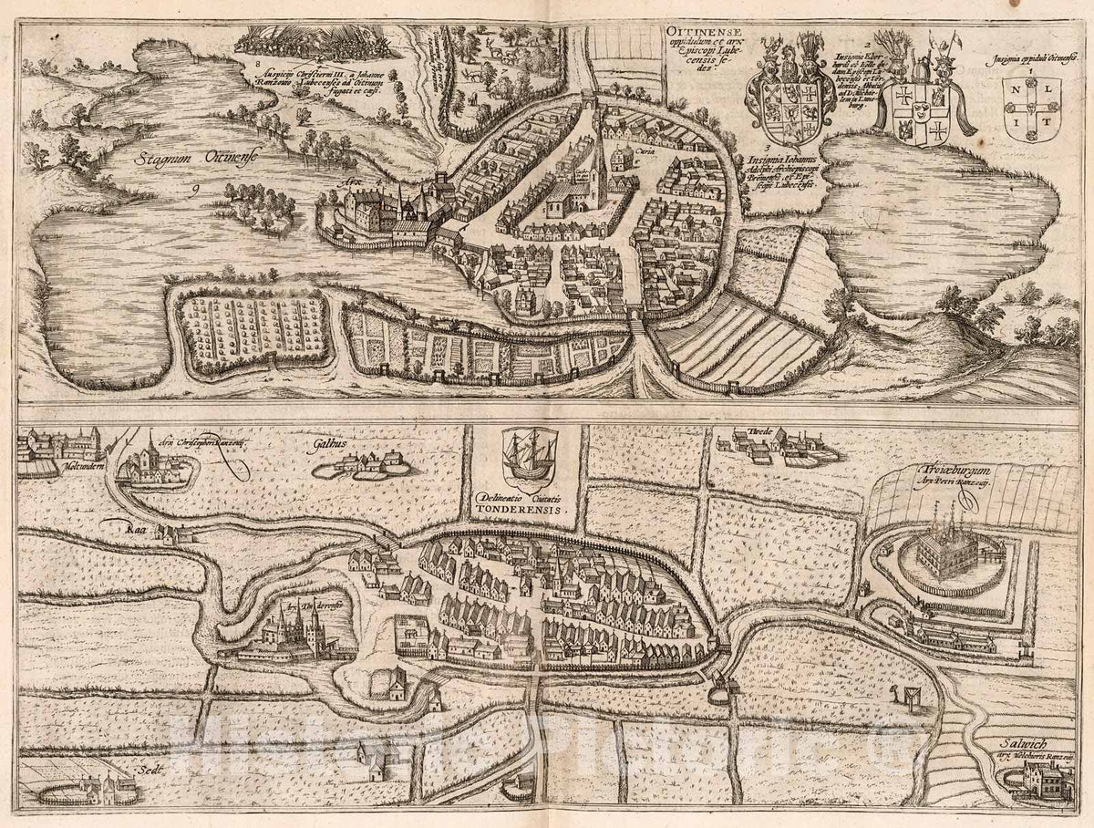 Historic Map : Vol V (34) Oitinense (Eutin). Tonderensis (Tonder)., 1640, Vintage Wall Decor