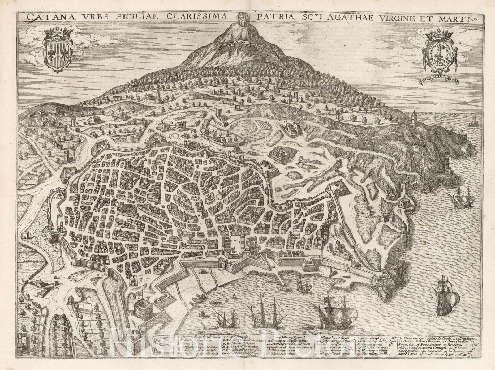 Historic Map : Vol V (69) Catana Urbs Siciliae (Catania)., 1640, Vintage Wall Decor