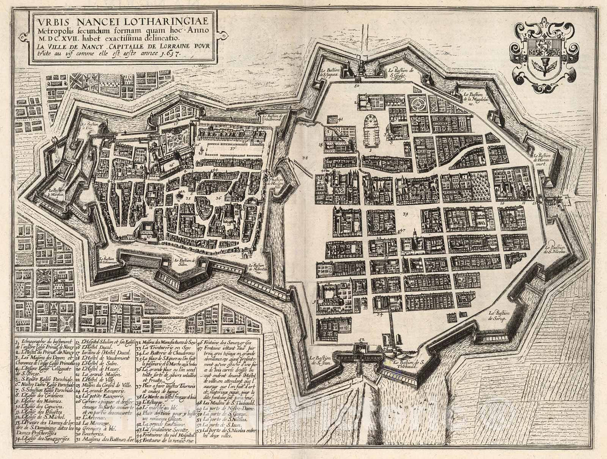 Historic Map : Vol VI (7) Urbis Nancei (Nancy)., 1640, Vintage Wall Decor
