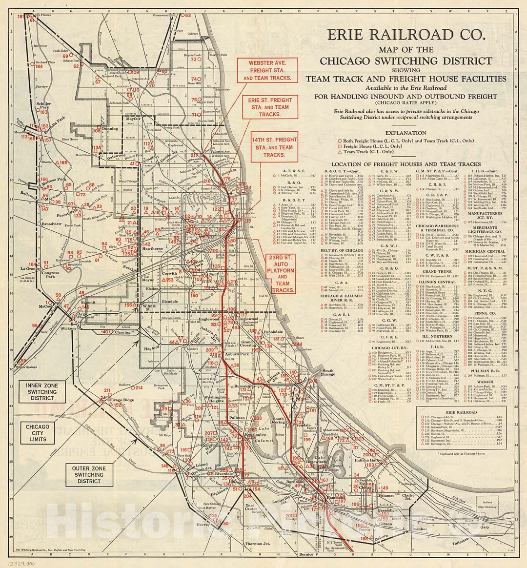 Historic Map : Erie Railroad Co. Chicago Switching District., 1930, Vintage Wall Decor
