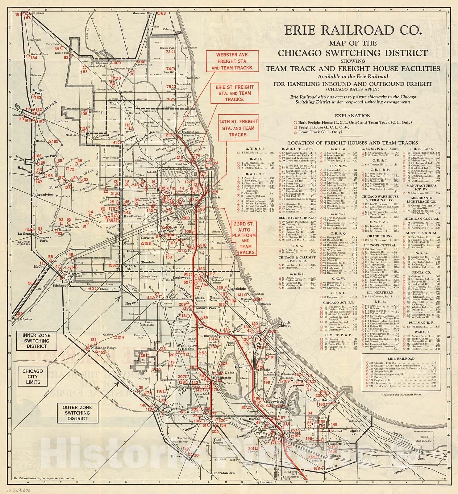 Historic Map : Erie Railroad Co. Chicago Switching District., 1930, Vintage Wall Decor