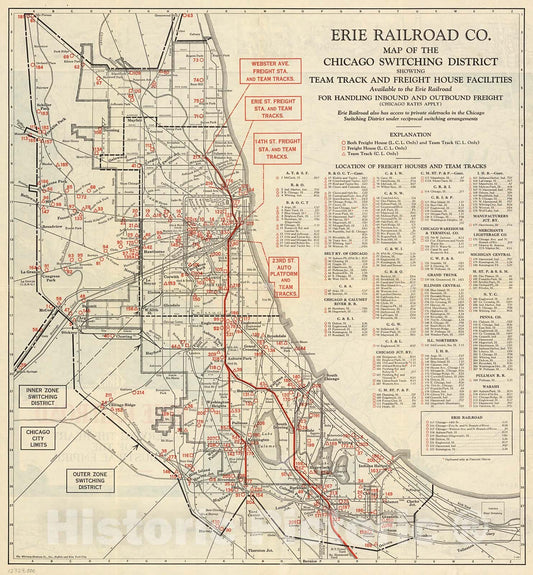 Historic Map : Erie Railroad Co. Chicago Switching District., 1930, Vintage Wall Decor