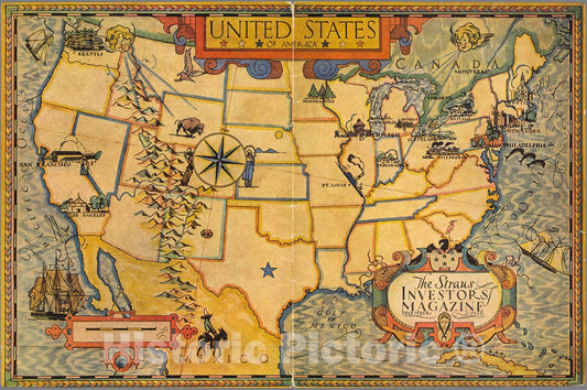 Historic Map : United States of America., 1926, Vintage Wall Decor