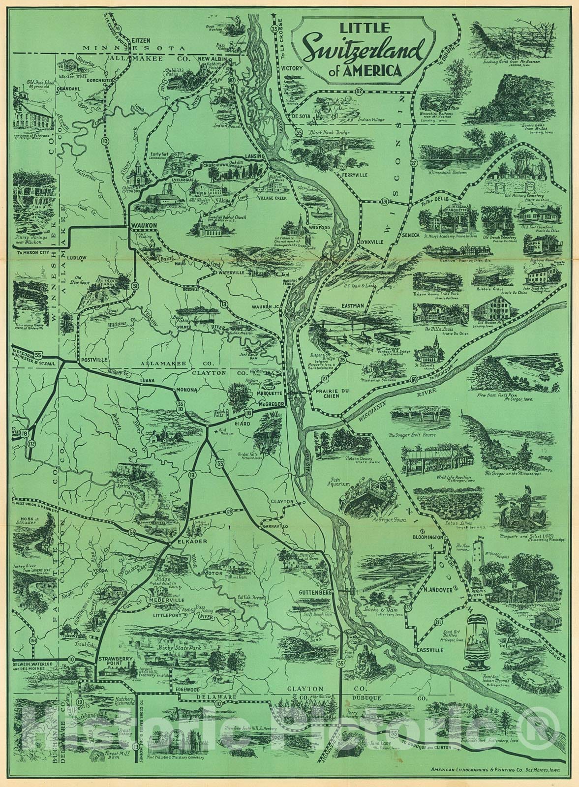 Historic Map : Little Switzerland of America., 1934, Vintage Wall Decor
