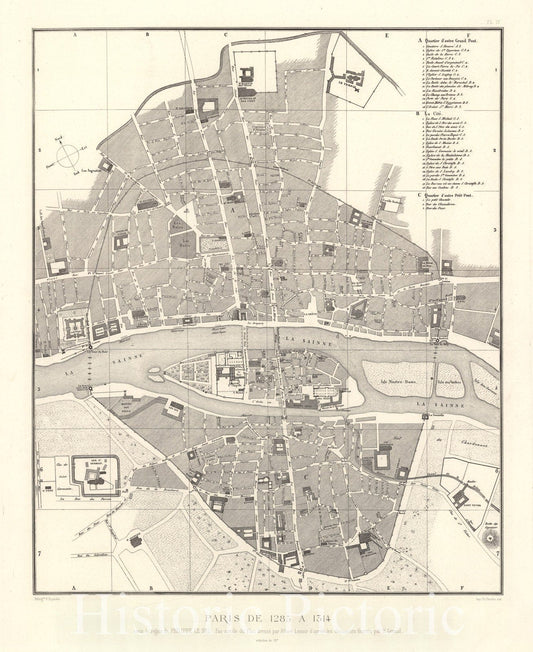 Historic Map : Pl. IV. Paris de 1285 a 1314., 1900, Vintage Wall Decor