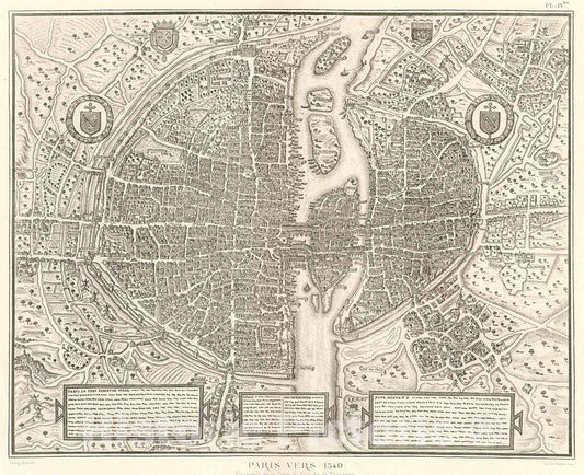 Historic Map : Pl. IX ter. Paris vers 1540., 1900, Vintage Wall Decor