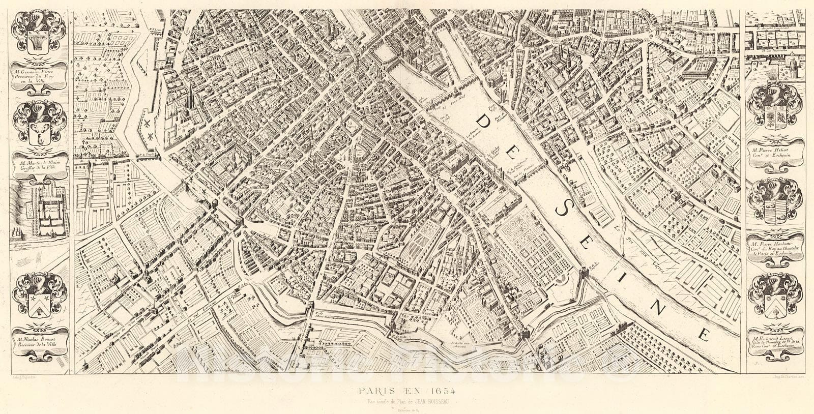 Historic Map : Pl. XVII ter. Paris en 1654., 1900, Vintage Wall Decor