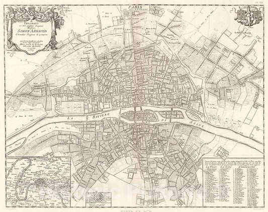 Historic Map : Pl. XXI. Paris en 1676., 1900, Vintage Wall Decor