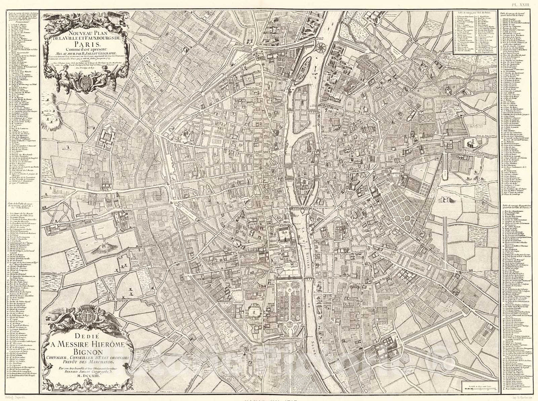 Historic Map : Pl. XXIII. Paris en 1713., 1900, Vintage Wall Decor