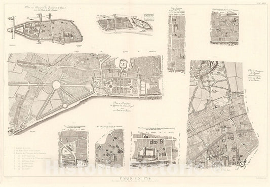 Historic Map : Pl. XXIV. Paris en 1714., 1900, Vintage Wall Decor