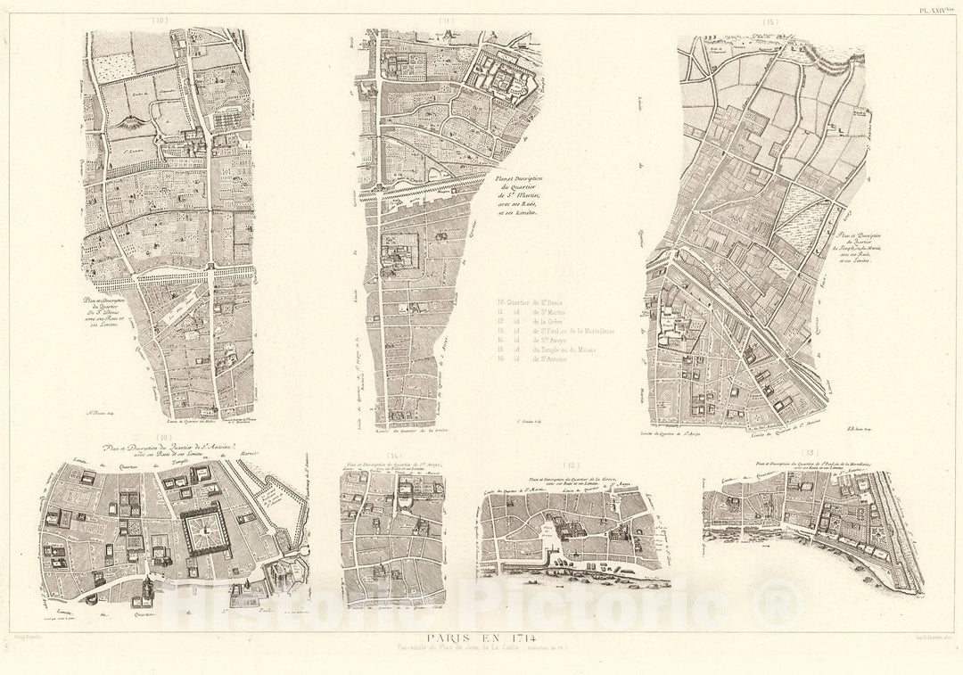 Historic Map : Pl. XXIV bis. Paris en 1714., 1900, Vintage Wall Decor