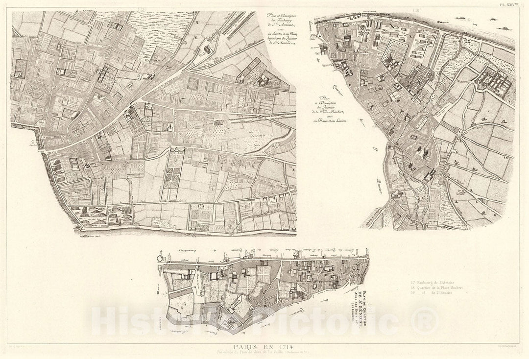 Historic Map : Pl. XXIV ter. Paris en 1714., 1900, Vintage Wall Decor