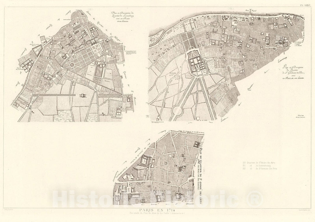 Historic Map : Pl. XXIV 4. Paris en 1714., 1900, Vintage Wall Decor