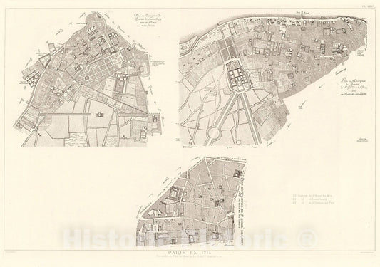 Historic Map : Pl. XXIV 4. Paris en 1714., 1900, Vintage Wall Decor