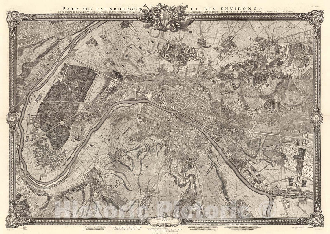 Historic Map : Pl. XXVI. Paris en 1731., 1900, Vintage Wall Decor