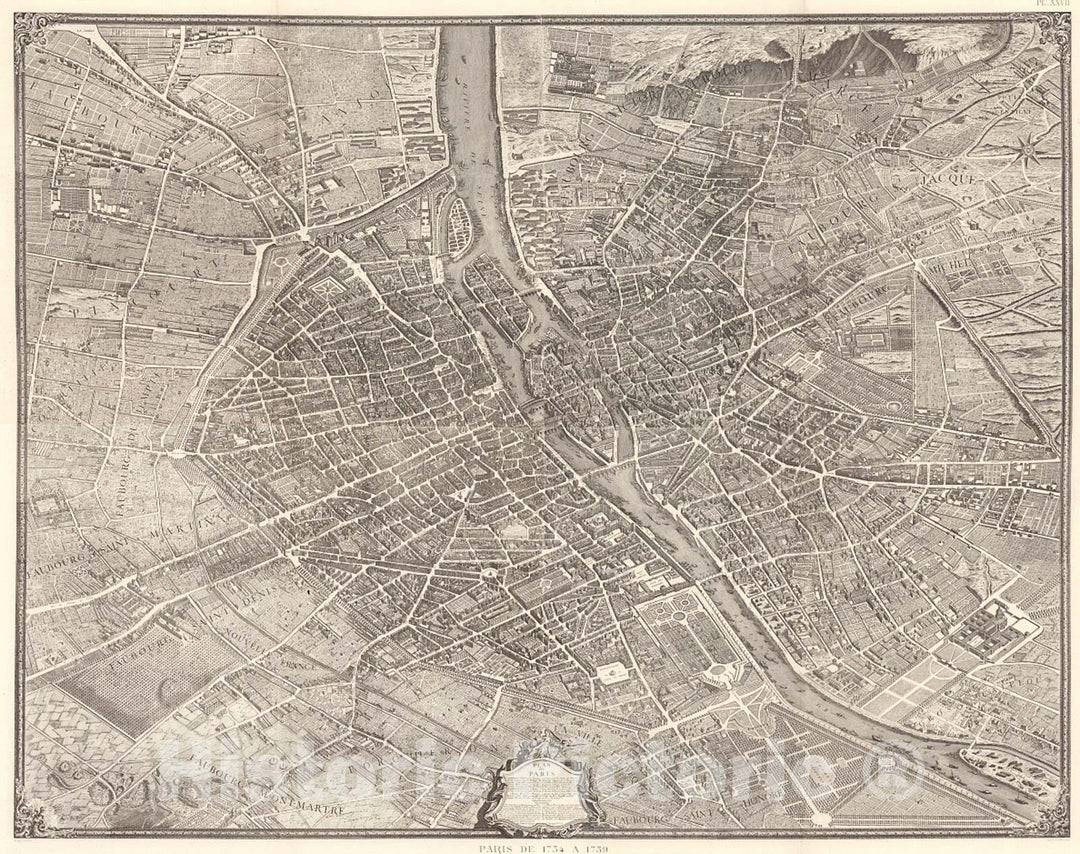 Historic Map : Pl. XXVII. Paris de 1734 a 1739., 1900, Vintage Wall Decor