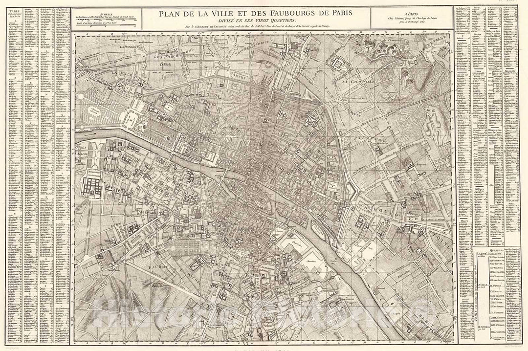 Historic Map : Pl. XXVIII. Paris in 1760., 1900, Vintage Wall Decor
