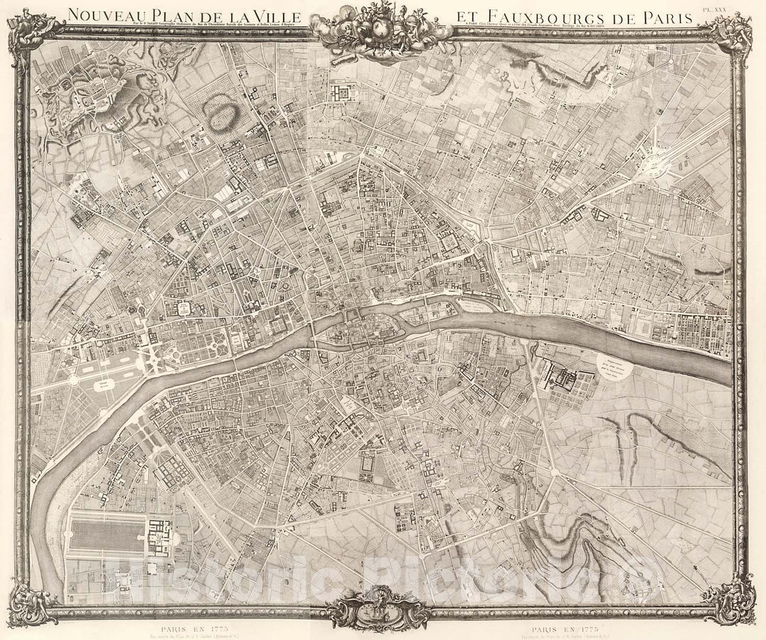 Historic Map : Pl. XXX. Paris en 1775., 1900, Vintage Wall Decor