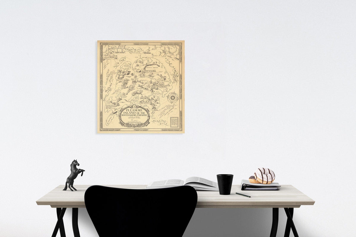 Historic Map : Pleasure Island or the Bootleggers Paradise., 1925, Vintage Wall Decor