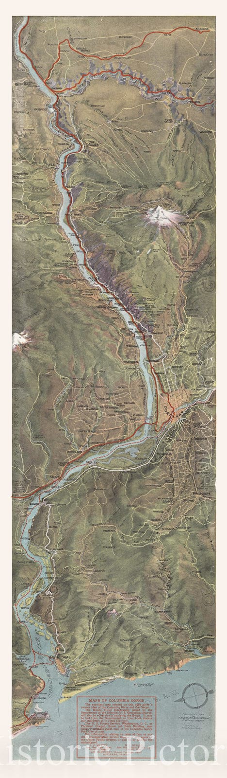 Historic Map : Text and View: Columbia River Gorge., 1916, Vintage Wall Decor