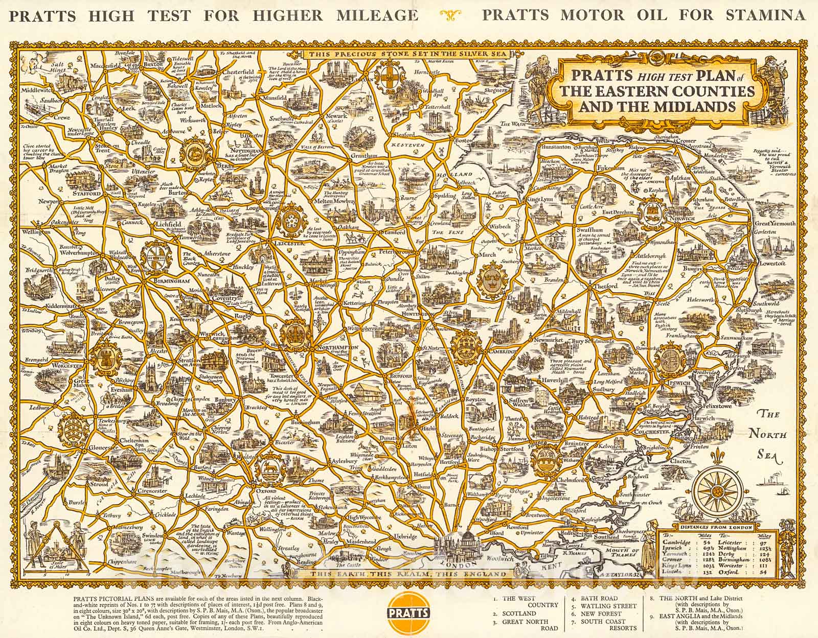 Historic Map : Pratts High Test Plan of the Eastern Counties and the Midlands., 1932, Vintage Wall Decor