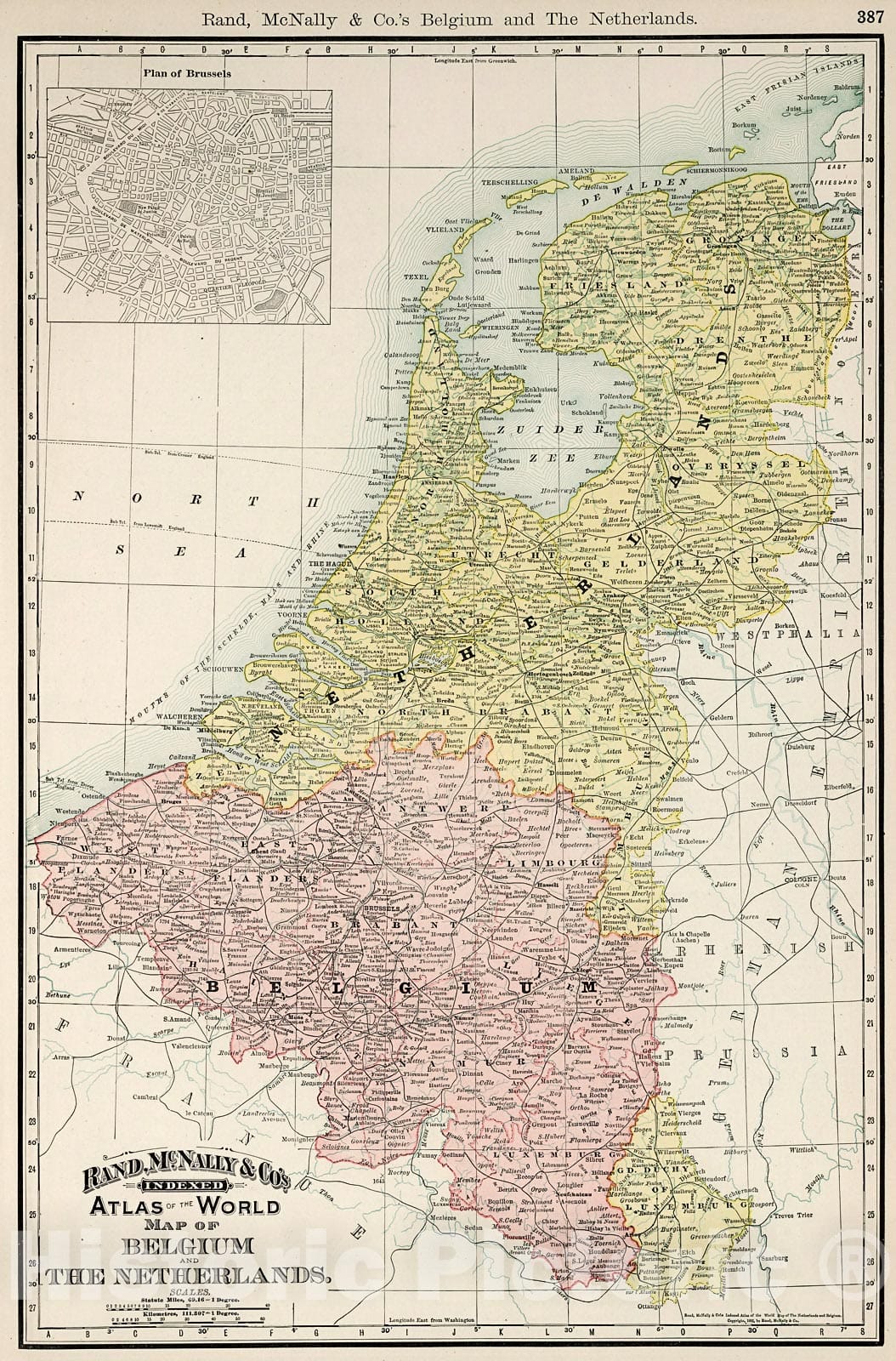 Historic Map : Belgium and the Netherlands., 1894, Vintage Wall Decor