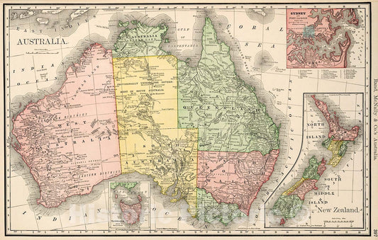 Historic Map : Australia., 1894, Vintage Wall Decor