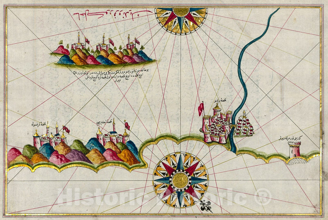 Historic Map : fol. 189a Italian coastline from Rimini south towards Pesaro, 1700, Vintage Wall Decor