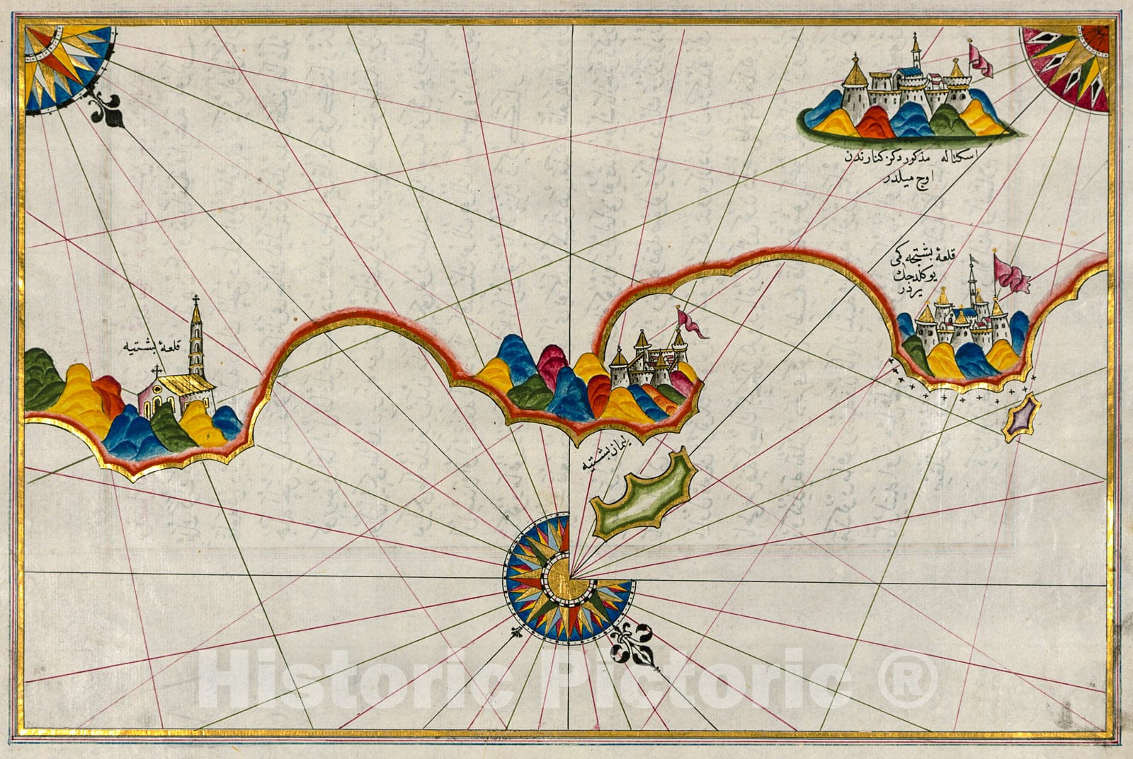 Historic Map : fol. 199a Italian coastline around Peschici north of Mafredonia, 1700, Vintage Wall Decor