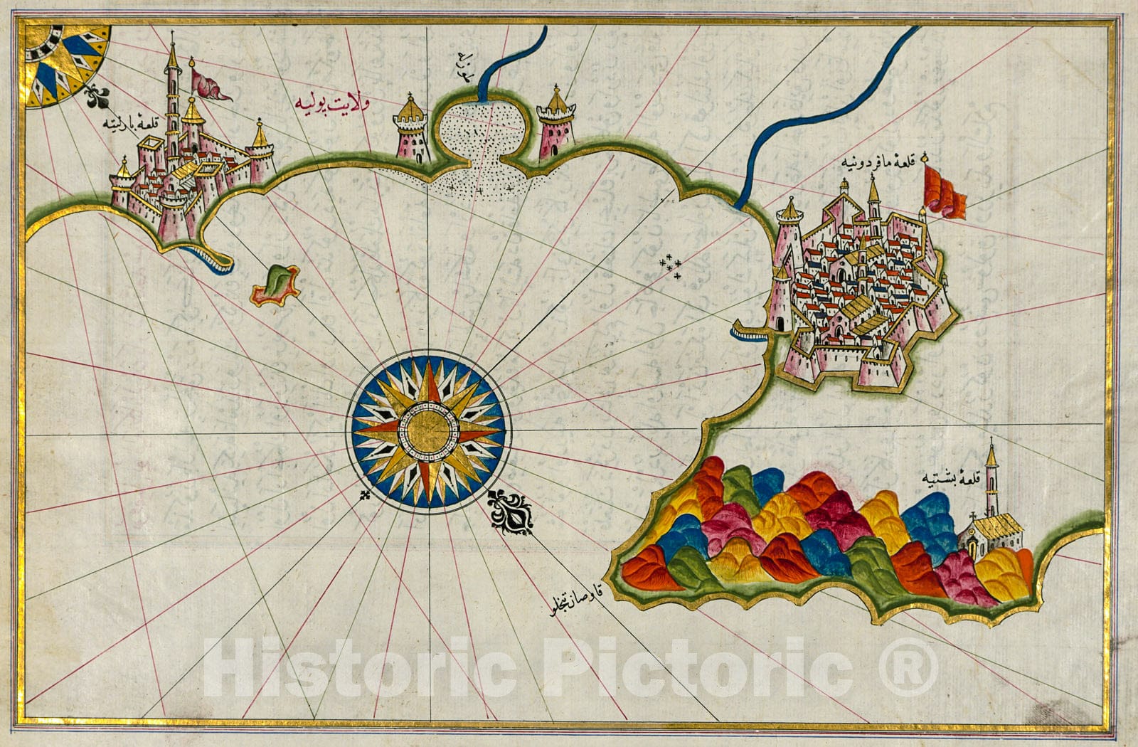 Historic Map : fol. 200a Italian coastline from Mafredonia as far as Barletta, 1700, Vintage Wall Decor