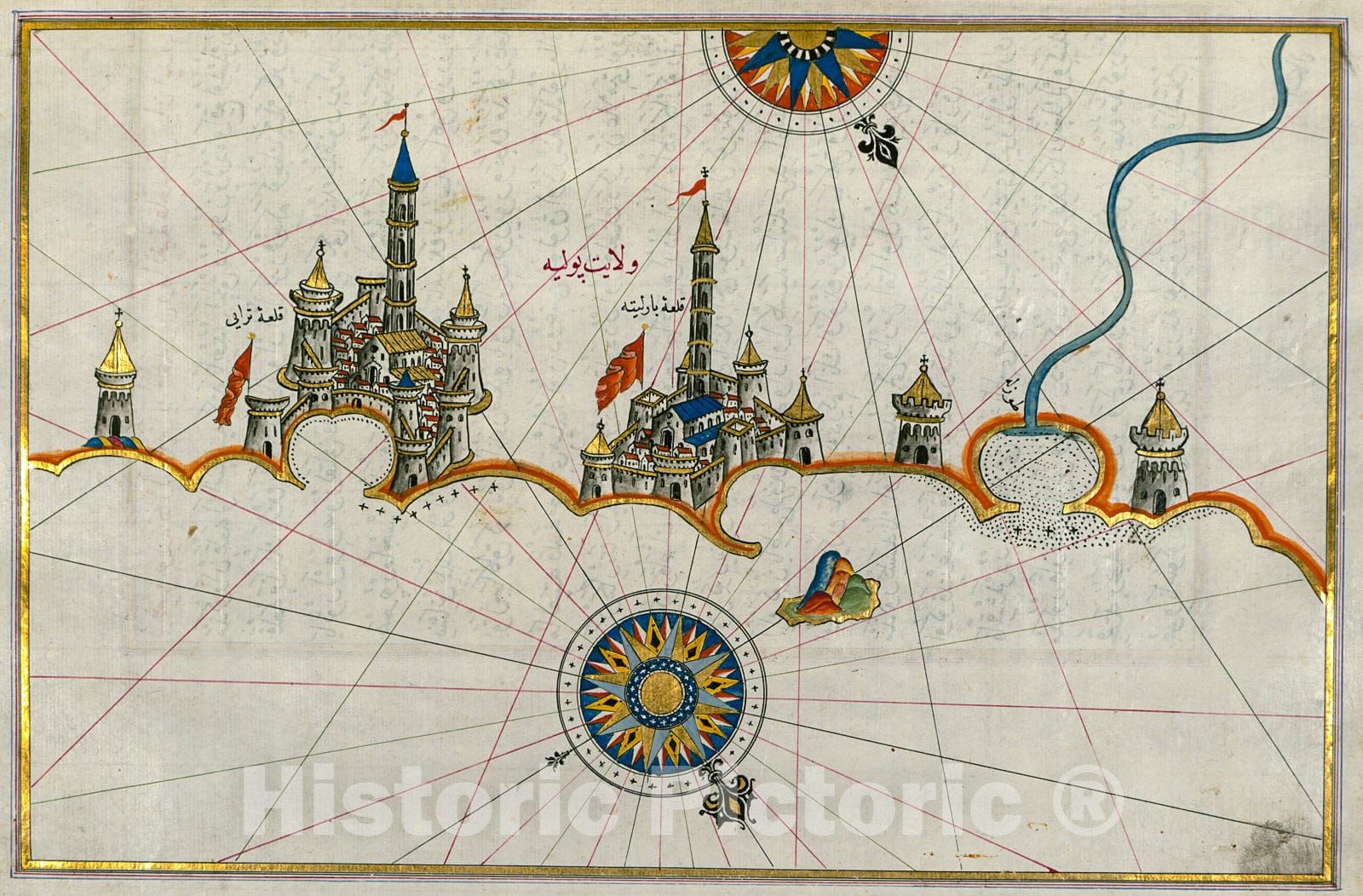 Historic Map : fol. 201a Italian coastline from Barletta to Trani, 1700, Vintage Wall Decor