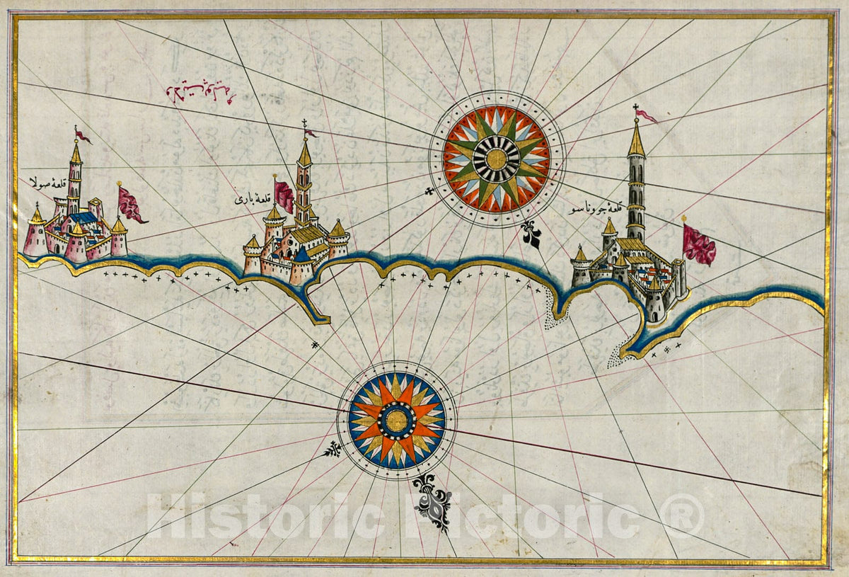 Historic Map : fol. 203a Town of Bari and surrounding area, 1700, Vintage Wall Decor
